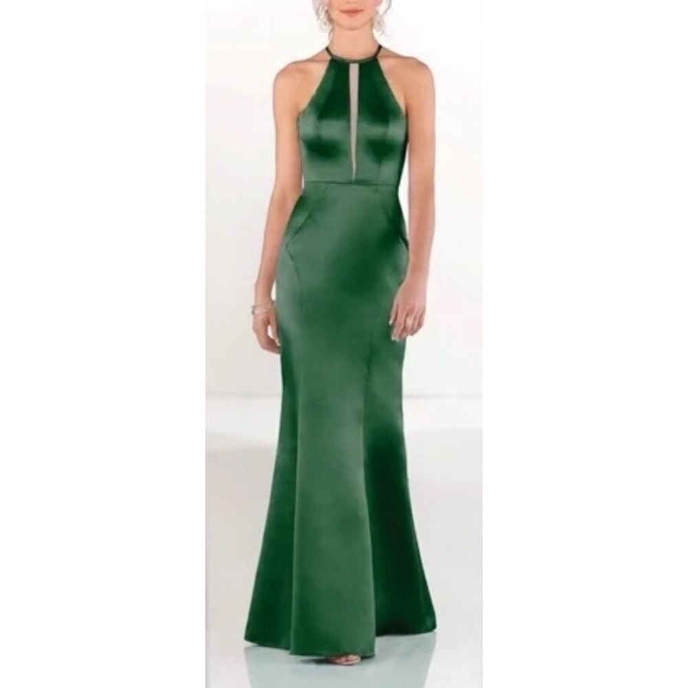 Sorella Vita Halter Maxi Dress Formal Gown In Forest Green Style 9256 Size 12